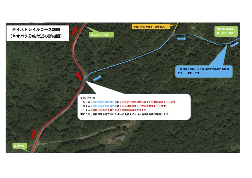ネオパラ分岐から西野浄水場方面の詳細図